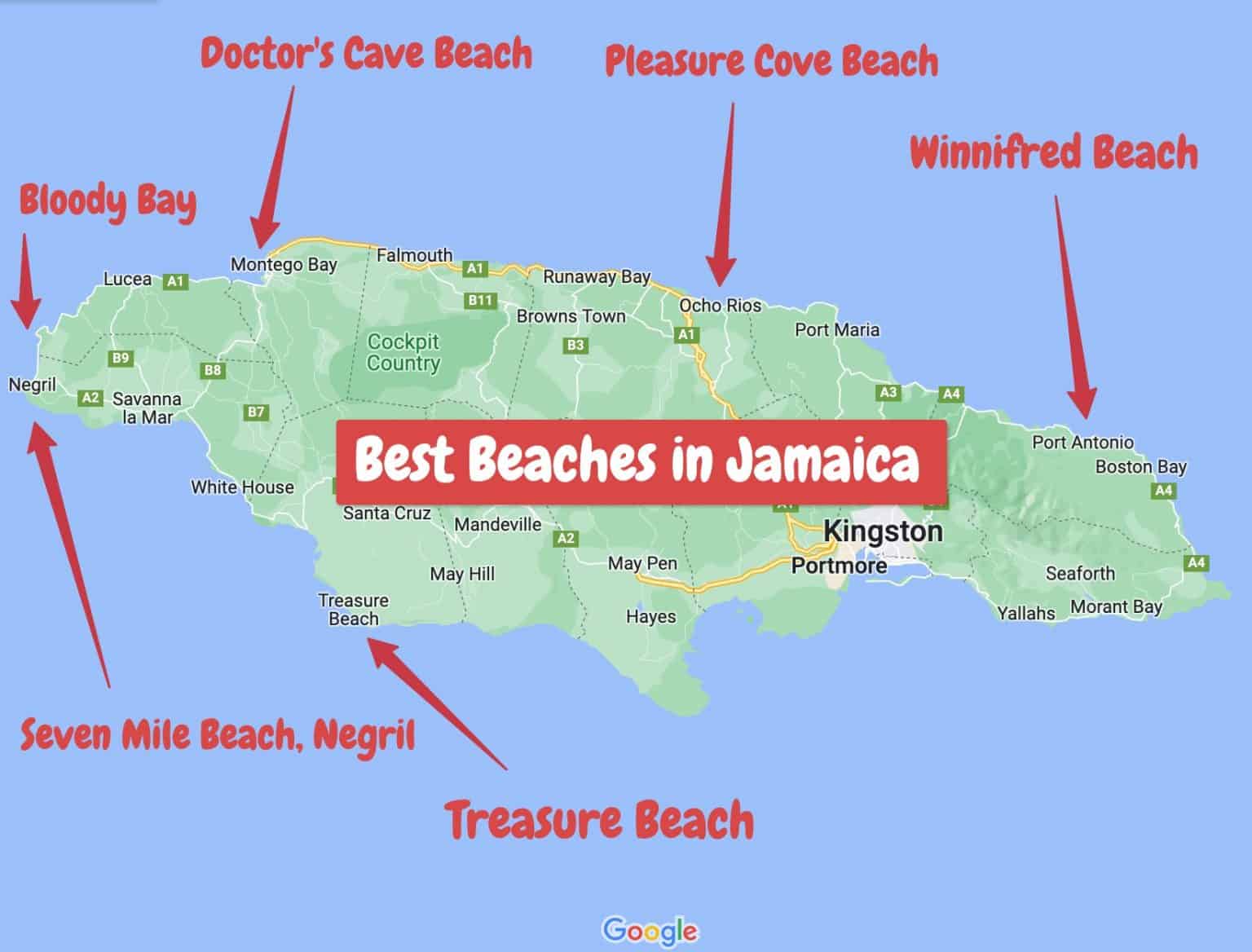 Best Beaches In Jamaica Map 1536x1168 
